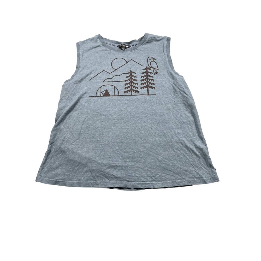 Toad&Co Womens Large Sleeveless Graphic Tank Top Camping Mountain Outdoor Blue